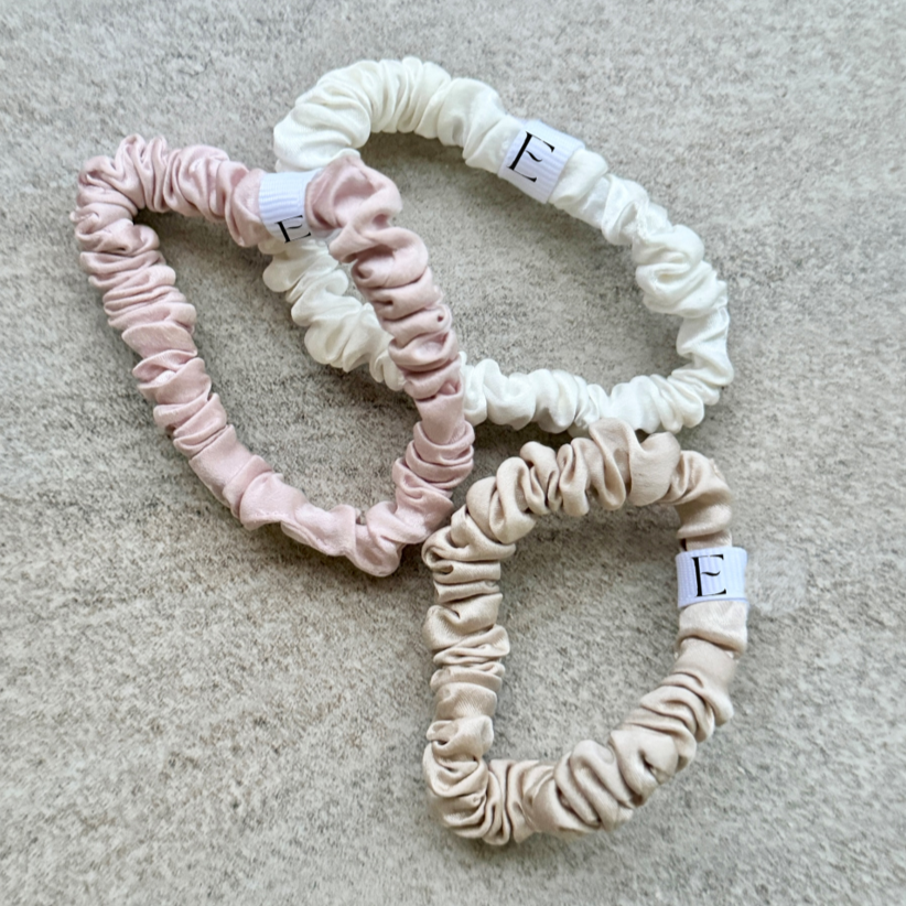 Premium Silk Scrunchies - Nude Collection (3 pieces)