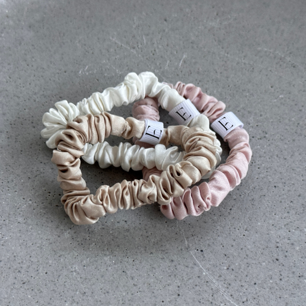 Premium Silk Scrunchies - Nude Collection (3 pieces)